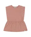 Deux Par Deux Girl's Crinkle Jersey Tunic With Embroidery Dark Old Pink