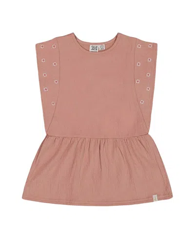 DEUX PAR DEUX DEUX PAR DEUX GIRLS' CRINKLE JERSEY TUNIC WITH EMBROIDERY - BIG KID