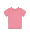 Deux Par Deux Little Girl's Crinkle Short Sleeve Top Candy Pink In Candy Pink