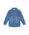 Deux Par Deux Denim Shirt With Patch Pockets And Apple Patch In Blue