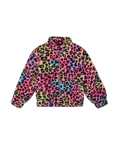 Deux Par Deux Kids'  Faux Fur Zipped Jacket Multicolor Leopard In Animal Print