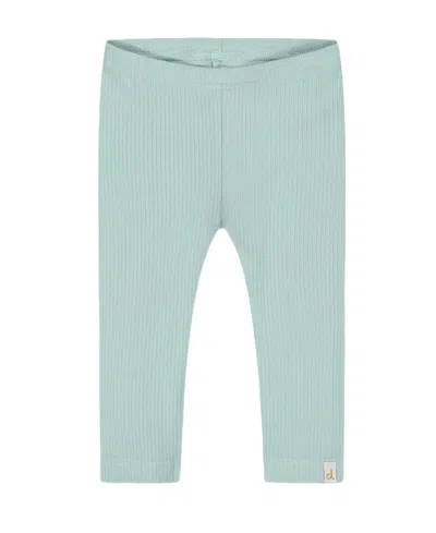Deux Par Deux Girls' Flat Back Rib Capri Legging - Baby In Pale Teal