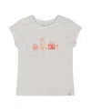 Deux Par Deux Girl's Flat Back Rib Top With Print White And Pink House In White And Pink House