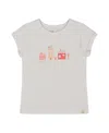 Deux Par Deux Girl's Flat Back Rib Top With Print White And Pink House In White And Pink House