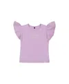 Deux Par Deux Baby Girl's Flutter Sleeve Top With Print Lilac In Lilac