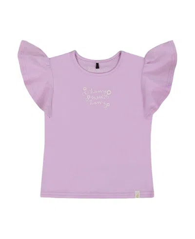 DEUX PAR DEUX DEUX PAR DEUX GIRLS' FLUTTER SLEEVE TOP WITH PRINT - BIG KID