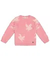 Deux Par Deux Girls' Hairy Knit Jacquard Unicorn Sweater - Little Kid In Mauve Glow