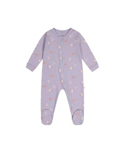 Deux Par Deux Girls' Hedgehog Organic Cotton Front Zipper Footed One Piece Pajama - Baby In Purple