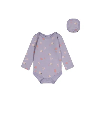 Deux Par Deux Girls' Hedgehog Organic Cotton Long Sleeve Romper - Baby In Purple