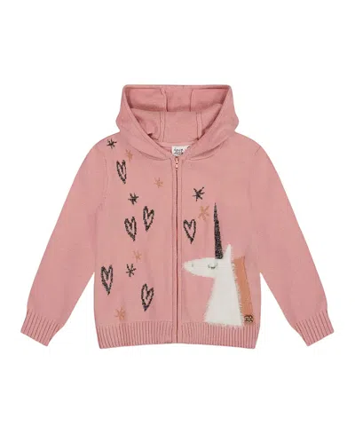 Deux Par Deux Girls' Hooded Knit Cardigan - Little Kid In Pink