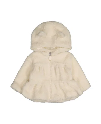 Deux Par Deux Girls' Hooded Zip Fleece Tiered Bear Ear Jacket - Baby In Neutral