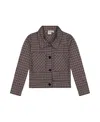 Deux Par Deux Jacquard Knit Jacket With Houndstooth In Brown