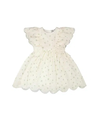 Deux Par Deux Kids'  Jacquard Short Sleeve Flowers Dress In Multi