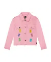 Deux Par Deux Girl's Jean Jacket With Embroidery Pink And Multicolored Gummies