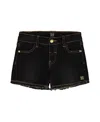 Deux Par Deux Girl's Jean Short With Embroidery Black Jeans In Black Jeans