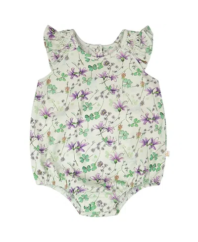 Deux Par Deux Girls' Jersey Printed Flowers Romper - Baby