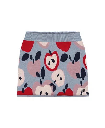 DEUX PAR DEUX DEUX PAR DEUX GIRLS' KNIT SKIRT WITH APPLE HEART JACQUARD - BIG KID