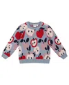 Deux Par Deux Knit Sweater With Apple Heart Jacquard