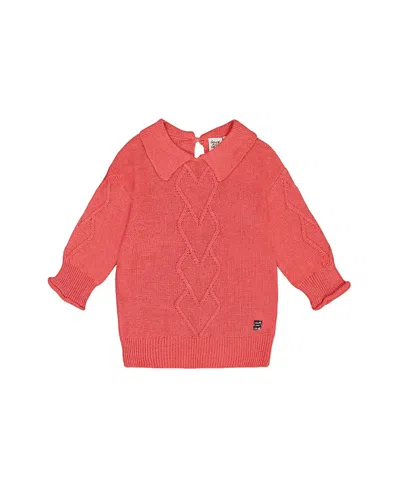 DEUX PAR DEUX DEUX PAR DEUX GIRLS' KNIT SWEATER WITH COLLAR - LITTLE KID