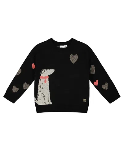 DEUX PAR DEUX DEUX PAR DEUX GIRLS' KNIT SWEATER WITH DALMATIAN AND HEARTS - LITTLE KID