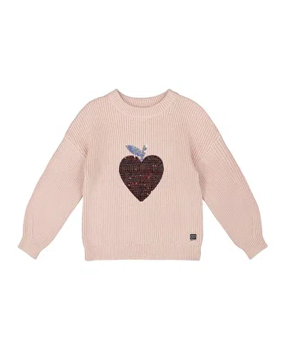 DEUX PAR DEUX DEUX PAR DEUX GIRLS' KNIT SWEATER WITH SEQUIN HEART - LITTLE KID