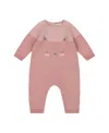 Deux Par Deux Girls' Knitted Bi-color Cat Romper - Baby In Pink