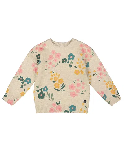 DEUX PAR DEUX DEUX PAR DEUX GIRLS' KNITTED FLORAL SWEATER - BIG KID