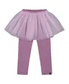 Deux Par Deux Girls' Leggings With Tulle Skirt - Baby In Pink