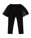 Deux Par Deux Girls' Leggings With Tulle Skirt - Baby In Black