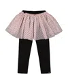 Deux Par Deux Girls' Leggings With Tulle Skirt - Big Kid In Multi