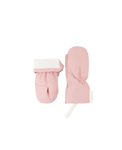 Deux Par Deux Girls' Lined Extended Cuff Connector String Mittens - Baby In Pink