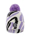 Deux Par Deux Girls' Lined Knit Allover Pompom Hat - Little Kid, Big Kid In Purple