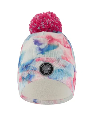 DEUX PAR DEUX DEUX PAR DEUX GIRLS' LINED KNIT FLOWER POMPOM HAT - LITTLE KID, BIG KID