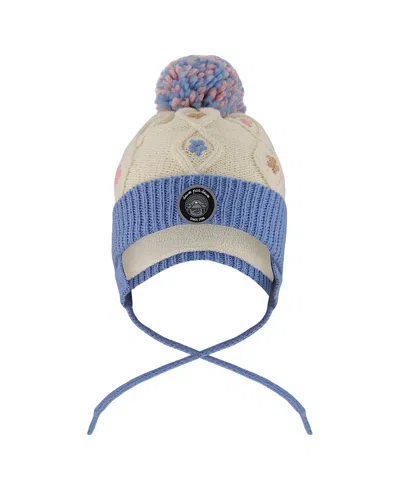 Deux Par Deux Girls' Lined Knit Hat With Ears - Little Kid, Big Kid In Blue