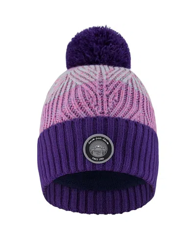 Deux Par Deux Girls' Lined Knit Pompom Hat Stripes - Baby, Little Kid, Big Kid In Multi