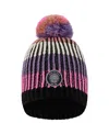 Deux Par Deux Girls' Lined Knit Pompom Hat Stripes - Baby, Little Kid, Big Kid In Multi