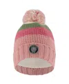 Deux Par Deux Girls' Lined Knit Pompom Hat Stripes - Baby, Little Kid, Big Kid In Pink