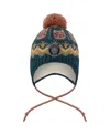 Deux Par Deux Girls' Lined Peruvian Knit Pompom Hat - Baby, Little Kid, Big Kid In Multi