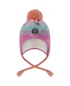 Deux Par Deux Girls' Lined Peruvian Knit Pompom Hat - Baby, Little Kid, Big Kid In Pink