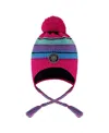 Deux Par Deux Girls' Lined Peruvian Knit Pompom Hat - Baby, Little Kid, Big Kid In Multi