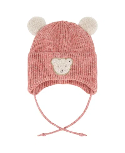 Deux Par Deux Kids'  Girls' Lined Winter Knit Hat With Ear Flaps - Baby In Brown
