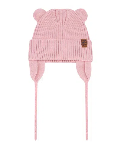 Deux Par Deux Girls' Logo Patch Ribbed Knit Hat - Baby In Pink