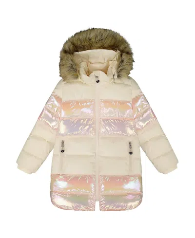 DEUX PAR DEUX DEUX PAR DEUX GIRLS' LONG METALLIC PUFFY WINTER COAT - BIG KID
