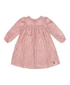 Deux Par Deux Girl's Long Sleeve Velvet Dress With Frills Light Pink In Silver Pink
