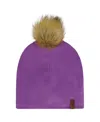 Deux Par Deux Girls' Mid-season Jersey Removable Pompom Hat - Baby In Purple