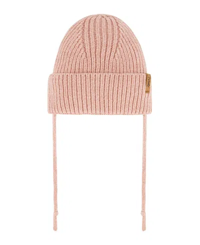Deux Par Deux Girls' Mid-season Knit Hat With Strings - Baby In Cameo Brown