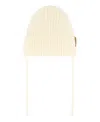 Deux Par Deux Girls' Mid-season Knit Hat With Strings - Baby In Whisper White
