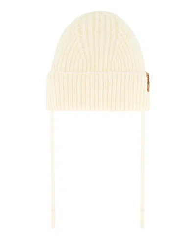 Deux Par Deux Girls' Mid-season Knit Hat With Strings - Baby In Whisper White