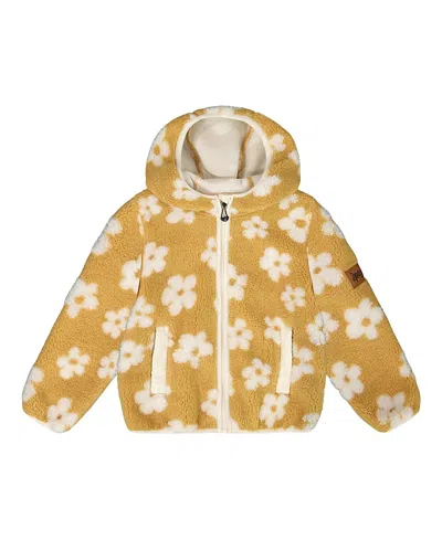 Deux Par Deux Girls' Mid-season Sherpa Jacket - Baby In Yellow