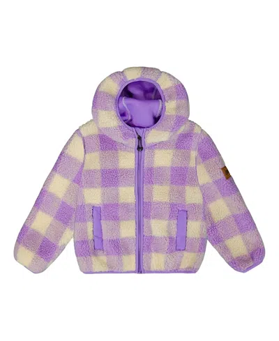 Deux Par Deux Girls' Mid-season Sherpa Jacket - Big Kid In Purple